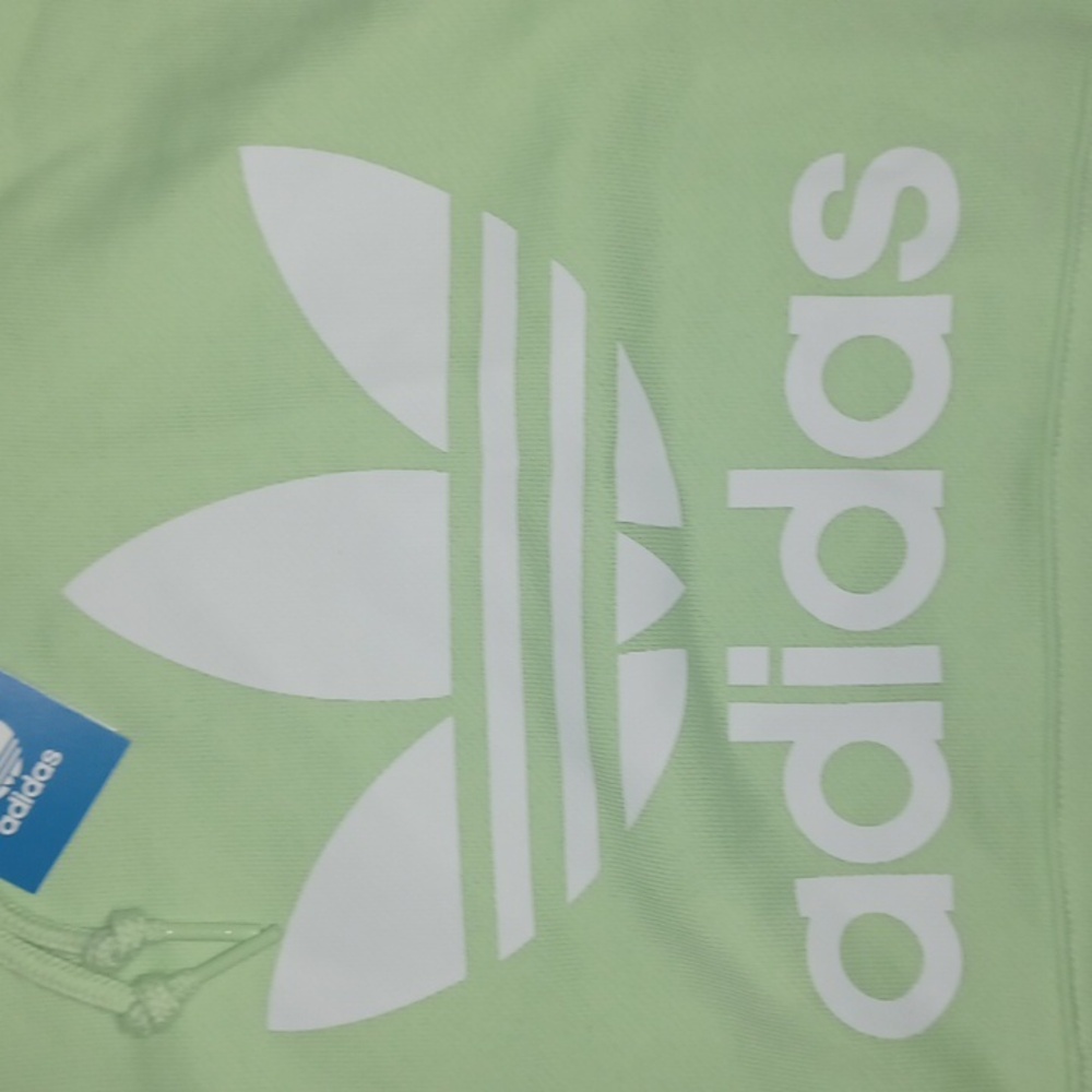 Adidas Originals Trefoil Hoodie Semi Green Spark NWT - Picture 2 of 6